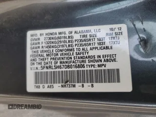 2013 Honda Odyssey EX-L with VIN 5FNRL5H67DB016806, listed as a Copart auction lot 53340445 with 141,067 mi miles and Salvage Title. Bid and sale history available at carsss.com. Image 13.