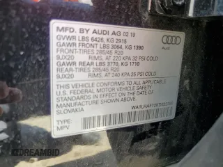 2019 Audi Q7 Premium Plus with VIN WA1LHAF72KD032390, listed as a Copart auction lot 56372405 with 63,446 mi miles and Salvage title. Bid and sale history available at DreamBid. Image 13.