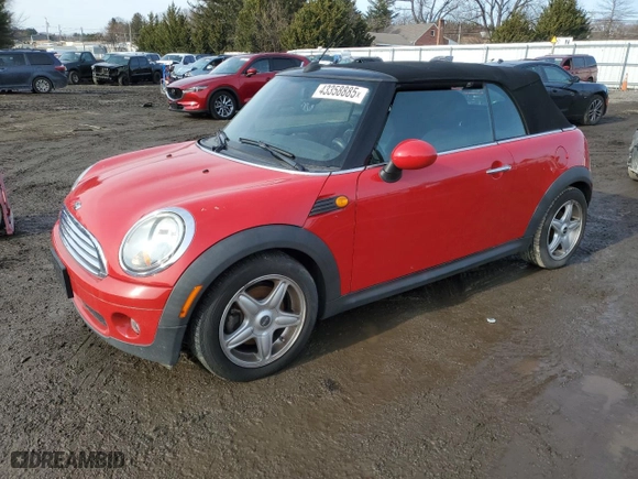 2009 MINI Cooper Convertible with VIN WMWMR33589TJ94303, listed as a Copart auction lot 43358885 with 44,688 mi miles and Clean Title. Bid and sale history available at carsss.com. Image 1.