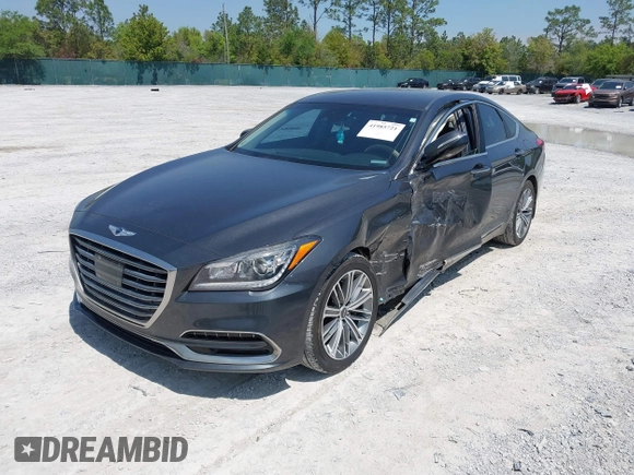 2018 Genesis G80 3.8L z VIN KMHGN4JE9JU265510, wystawiony jako IAAI lot #41985721 z przebiegiem 188 236 mil mil oraz . Historia ofert i sprzedaży dostępna na DreamBid. Obrazek 2.