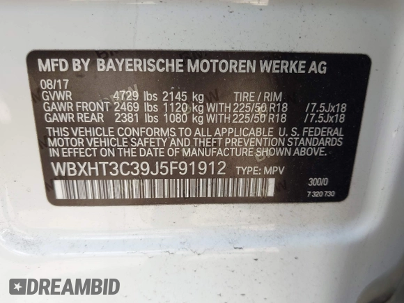 2018 BMW X1 xDrive28i with VIN WBXHT3C39J5F91912, listed as a IAAI auction lot 42099647 with 79,023 mi miles and . Bid and sale history available at DreamBid. Image 9.