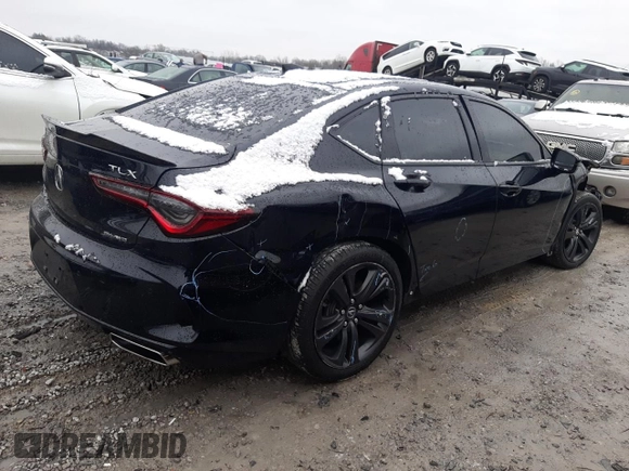 2021 Acura TLX w/A-Spec Package with VIN 19UUB6F50MA011146, listed as a Copart auction lot 86016844 with 26,819 mi miles and Salvage Title. Bid and sale history available at carsss.com. Image 3.
