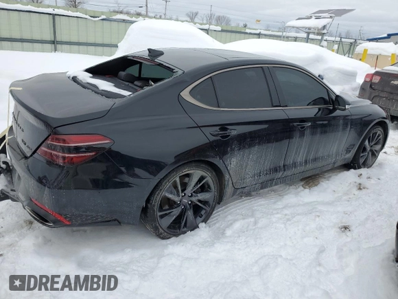 2023 Genesis G70 3.3T with VIN KMTG54TE5PU122081, listed as a Copart auction lot 45545305 with 17,674 mi miles and Salvage Title. Bid and sale history available at DreamBid. Image 3.