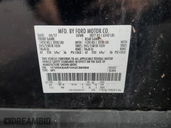 2017 Ford Police Interceptor Utility z VIN 1FM5K8AR1HGC86984, wystawiony jako Copart lot #54294055 z przebiegiem 152 577 mil mil oraz Szkoda całkowita • Salvage title. Historia ofert i sprzedaży dostępna na DreamBid. Obrazek 13.