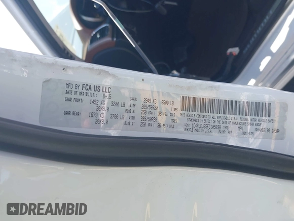 2015 Jeep Grand Cherokee Summit with VIN 1C4RJEJG5FC105038, listed as a IAAI auction lot 42555024 with 133,077 mi miles and . Bid and sale history available at DreamBid. Image 9.