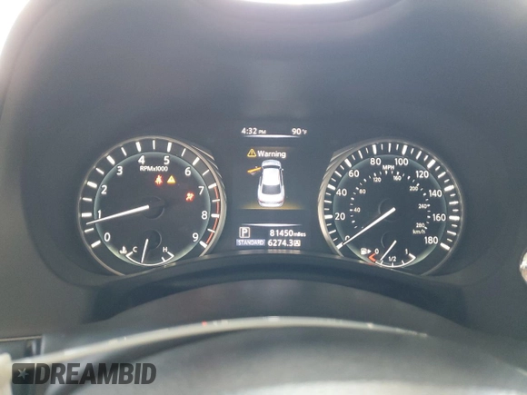2018 Infiniti Q50 Luxe with VIN JN1EV7AP9JM358612, listed as a Copart auction lot 59427965 with 81,450 mi miles and Salvage title. Bid and sale history available at DreamBid. Image 9.
