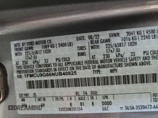 2022 Ford Escape SE с VIN 1FMCU9G66NUB40825, выставлен на аукционе IAAI как лот 42733892 с пробегом 35 913 миль миль и . История ставок и продаж доступна на DreamBid. Изображение 12.