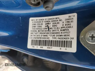 2014 Honda Civic EX with VIN 2HGFB2F81EH551281, listed as a Copart auction lot 52995925 with 160,180 mi miles and Clean Title. Bid and sale history available at carsss.com. Image 13.