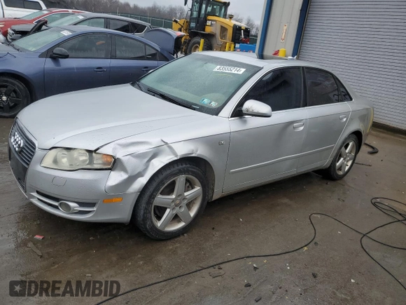 2005 Audi A4 2.0T with VIN WAUAF68E75A448109, listed as a Copart auction lot 83555214 with 252,242 mi miles and Salvage Title. Bid and sale history available at carsss.com. Image 1.