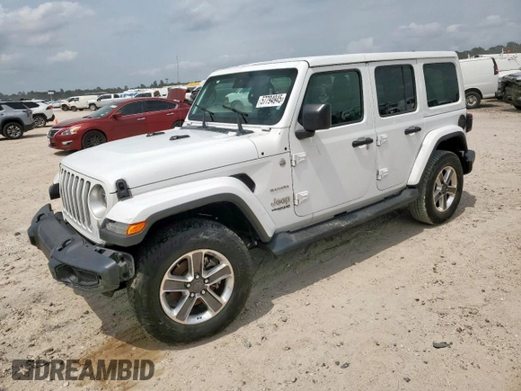 2019 Jeep Wrangler Unlimited Sahara with VIN 1C4HJXEG8KW574005, listed as a Copart auction lot 57794945 with Not provided miles and Salvage title. Bid and sale history available at DreamBid. Image 1.