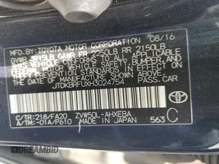 2017 Toyota Prius Two с VIN JTDKBRFUXH3024754, выставлен на аукционе Copart как лот 59633355 с пробегом 258 357 миль миль и Чистый • Clean title. История ставок и продаж доступна на DreamBid. Изображение 13.