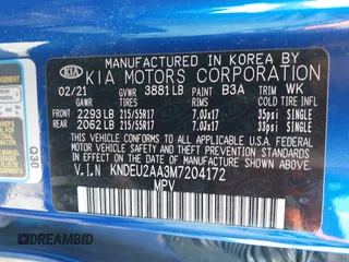 2021 Kia Seltos S with VIN KNDEU2AA3M7204172, listed as a IAAI auction lot 41977404 with 75,982 mi miles and . Bid and sale history available at DreamBid. Image 9.