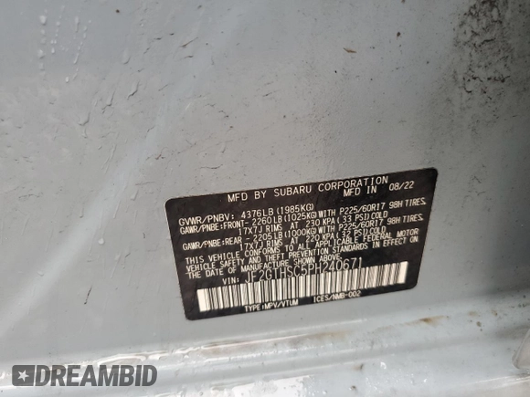 2023 Subaru Crosstrek Special Sports with VIN JF2GTHSC5PH240671, listed as a Copart auction lot 51369715 with 53,724 mi miles and Salvage title. Bid and sale history available at DreamBid. Image 13.