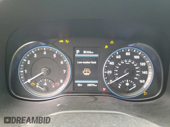 2021 Hyundai Kona Ultimate with VIN KM8K53A55MU665296, listed as a Copart auction lot 87856885 with 28,574 mi miles and Salvage Title. Bid and sale history available at carsss.com. Image 9.