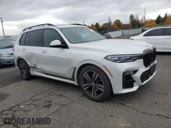 2021 BMW X7 M50i with VIN 5UXCX6C01M9E94072, listed as a Copart auction lot 78746064 with 34,400 mi miles and Salvage Title. Bid and sale history available at carsss.com. Image 4.