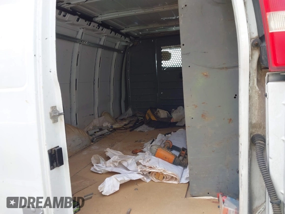 2014 Chevrolet Express Cargo Van with VIN 1GCWGFCA7E1110011, listed as a IAAI auction lot 41983301 with 114,827 mi miles. Bid and sale history available at carsss.com. Image 8.
