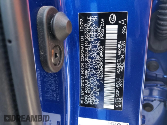2023 Lexus UX 250h F Sport z VIN JTHB6JBH2P2145568, wystawiony jako Copart lot #70026744 z przebiegiem 52 667 mil mil oraz Nie do naprawy • Non repairable. Historia ofert i sprzedaży dostępna na DreamBid. Obrazek 13.