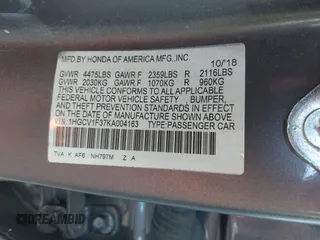 2019 Honda Accord Sport with VIN 1HGCV1F37KA004163, listed as a IAAI auction lot 42471501 with 155,046 mi miles and . Bid and sale history available at DreamBid. Image 9.