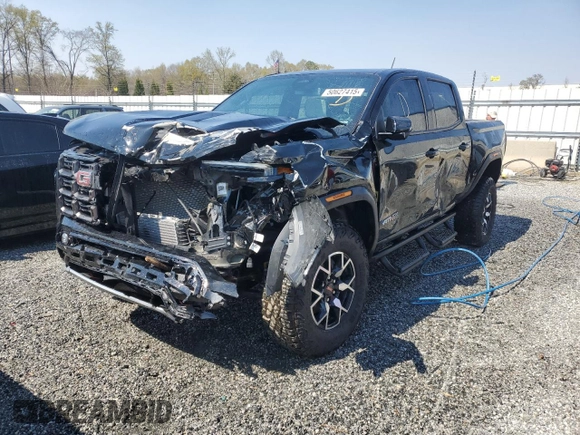 2024 GMC Canyon 4WD AT4X with VIN 1GTP6EEK7R1222174, listed as a Copart auction lot 50627415 with 2,642 mi miles and Salvage Title. Bid and sale history available at carsss.com. Image 1.