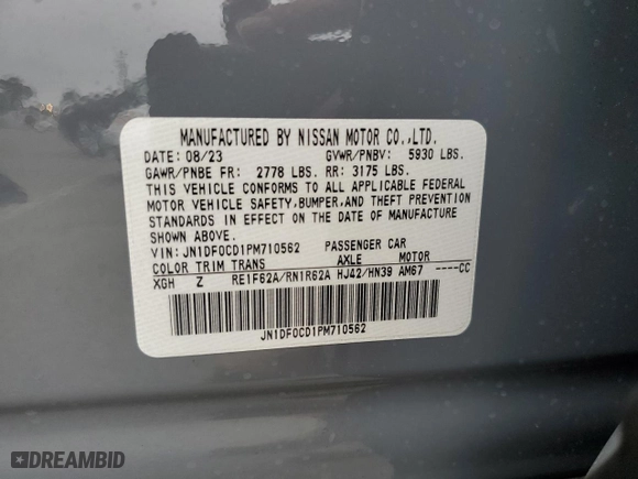 2023 Nissan ARIYA PLATINUM+ with VIN JN1DF0CD1PM710562, listed as a Copart auction lot 61869674 with 2,814 mi miles and Salvage Title. Bid and sale history available at carsss.com. Image 14.
