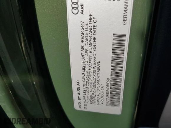 2023 Audi A5 S line Premium Plus z VIN WAUTAAF50PA068898, wystawiony jako Copart lot #78949974 z przebiegiem 2 453 mil mil oraz Szkoda całkowita • Salvage title. Historia ofert i sprzedaży dostępna na DreamBid. Obrazek 12.