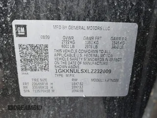 2020 GMC Acadia SLT with VIN 1GKKNULSXLZ232009, listed as a IAAI auction lot 41836890 with Not Provided miles and . Bid and sale history available at DreamBid. Image 9.