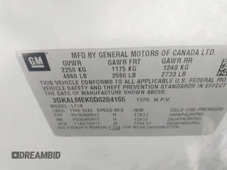 2013 GMC Terrain SLE with VIN 2GKALMEK6D6284166, listed as a IAAI auction lot 42578758 with 194,262 mi miles and . Bid and sale history available at DreamBid. Image 9.