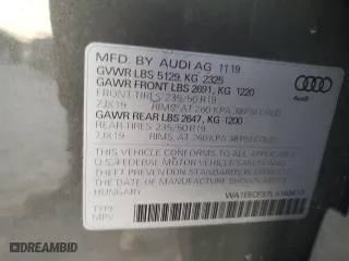 2020 Audi Q3 S line Premium Plus with VIN WA1EECF37L1040417, listed as a Copart auction lot 83485794 with 36,833 mi miles and Salvage Title. Bid and sale history available at carsss.com. Image 14.