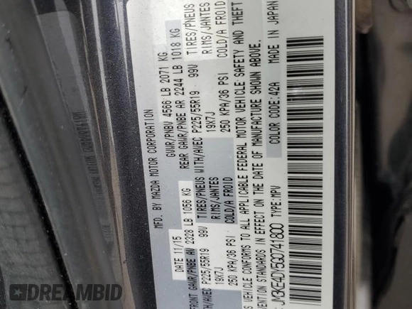 2016 Mazda CX-5 Grand Touring z VIN JM3KE4DY5G0741800, wystawiony jako Copart lot #58565455 z przebiegiem 33 675 mil mil oraz Szkoda całkowita • Salvage title. Historia ofert i sprzedaży dostępna na DreamBid. Obrazek 13.