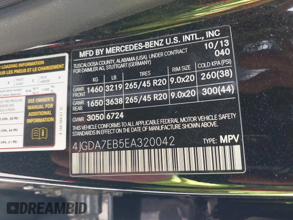 2014 Mercedes-Benz M 63 AMG z VIN 4JGDA7EB5EA320042, wystawiony jako IAAI lot #41798059 z przebiegiem 111 866 mil mil oraz . Historia ofert i sprzedaży dostępna na DreamBid. Obrazek 9.