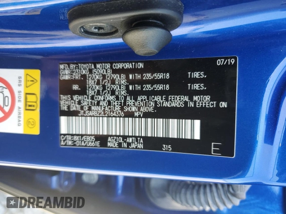 2020 Lexus NX 300 F Sport with VIN JTJSARBZ2L2164376, listed as a Copart auction lot 52861395 with 42,964 mi miles and Non repairable. Bid and sale history available at DreamBid. Image 15.