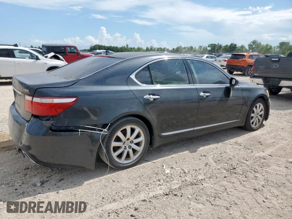2007 Lexus LS 460 with VIN JTHBL46F675003368, listed as a Copart auction lot 62220355 with 176,745 mi miles and Salvage title. Bid and sale history available at DreamBid. Image 3.