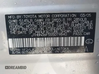 2005 Lexus LS 430 z VIN JTHBN36F555019840, wystawiony jako IAAI lot #41427719 z przebiegiem 131 267 mil mil oraz . Historia ofert i sprzedaży dostępna na DreamBid. Obrazek 9.