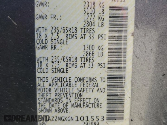 2016 Nissan Murano Platinum z VIN 5N1AZ2MGXGN101553, wystawiony jako Copart lot #48137575 z przebiegiem 123 891 mil mil oraz Szkoda całkowita • Salvage title. Historia ofert i sprzedaży dostępna na DreamBid. Obrazek 13.