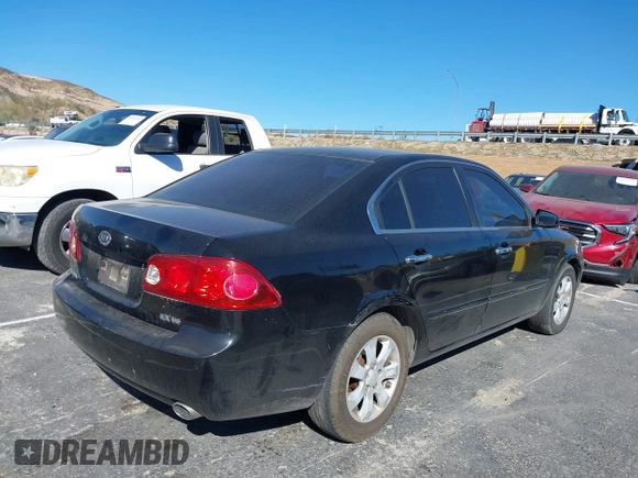 2007 Kia Optima EX with VIN KNAGE124175095989, listed as a IAAI auction lot 41637247 with 174,944 mi miles. Bid and sale history available at carsss.com. Image 4.