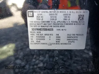 2013 Cadillac SRX Performance Collection with VIN 3GYFNHE37DS649235, listed as a Copart auction lot 56939285 with 104,692 mi miles and Salvage title. Bid and sale history available at DreamBid. Image 13.