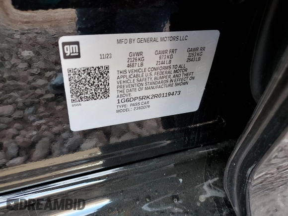 2024 Cadillac CT5 Sport z VIN 1G6DP5RK2R0119473, wystawiony jako Copart lot #48909735 z przebiegiem 14 446 mil mil oraz Szkoda całkowita • Salvage title. Historia ofert i sprzedaży dostępna na DreamBid. Obrazek 12.