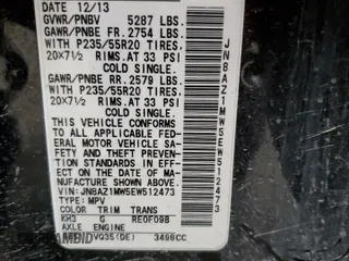 2014 Nissan Murano S z VIN JN8AZ1MW5EW512473, wystawiony jako Copart lot #82311274 z przebiegiem 148 534 mil mil oraz Szkoda całkowita • Salvage title. Historia ofert i sprzedaży dostępna na DreamBid. Obrazek 13.