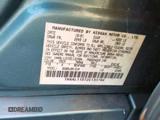 2002 Nissan Altima S with VIN 1N4AL11D72C133784, listed as a Copart auction lot 65965445 with 171,956 mi miles and Salvage title. Bid and sale history available at DreamBid. Image 12.