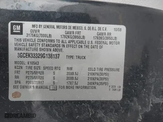 2009 Chevrolet Silverado 1500 LTZ with VIN 3GCEK33329G138137, listed as a IAAI auction lot 41145088 with 207,522 mi miles. Bid and sale history available at carsss.com. Image 9.