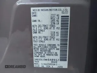2022 Nissan Frontier SV z VIN 1N6ED1EJ3NN648912, wystawiony jako IAAI lot #40888927 z przebiegiem 59 633 mil mil oraz . Historia ofert i sprzedaży dostępna na DreamBid. Obrazek 9.