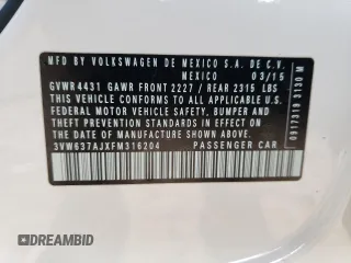 2015 Volkswagen Jetta Sedan Hybrid SEL Premium with VIN 3VW637AJXFM316204, listed as a Copart auction lot 55303853 with 100,746 mi miles. Bid and sale history available at carsss.com. Image 13.