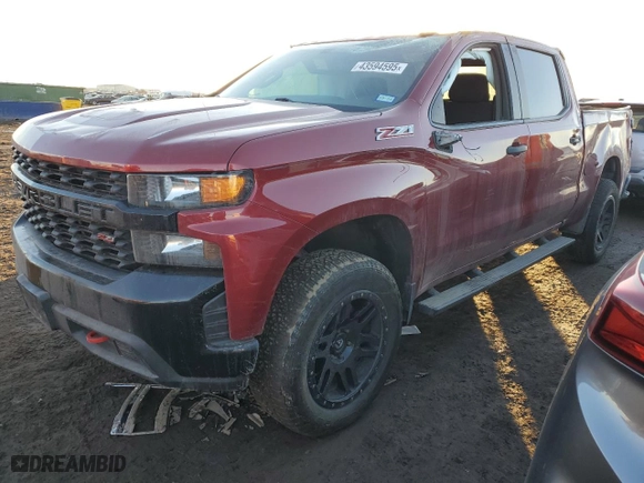 2019 Chevrolet Silverado 1500 Custom Trail Boss with VIN 3GCPYCEFXKG232674, listed as a Copart auction lot 43594595 with 83,558 mi miles and Salvage Title. Bid and sale history available at carsss.com. Image 1.