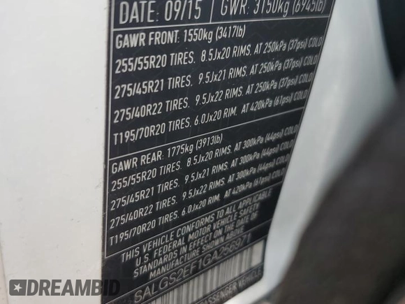 2016 Land Rover Range Rover Supercharged z VIN SALGS2EF1GA256971, wystawiony jako Copart lot #60493435 z przebiegiem 149 503 mil mil oraz Czysty tytuł • Clean title. Historia ofert i sprzedaży dostępna na DreamBid. Obrazek 13.