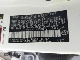 2012 Toyota Camry L with VIN 4T1BF1FK1CU561970, listed as a IAAI auction lot 41791136 with 113,261 mi miles. Bid and sale history available at carsss.com. Image 9.