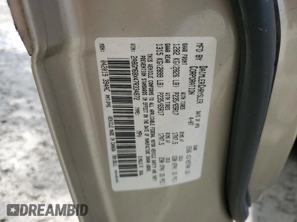 2007 Chrysler Pacifica Touring with VIN 2A8GM68X47R334872, listed as a Copart auction lot 58584315 with 98,967 mi miles and Salvage title. Bid and sale history available at DreamBid. Image 13.