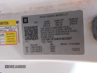 2017 Chevrolet Silverado 3500HD with VIN 1GC0KYEG4HZ401007, listed as a IAAI auction lot 41629647 with 210,431 mi miles and . Bid and sale history available at DreamBid. Image 9.