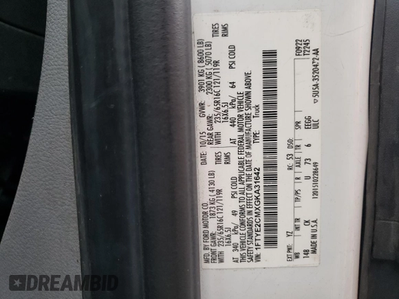2016 Ford Transit z VIN 1FTYE2CMXGKA31642, wystawiony jako Copart lot #78553644 z przebiegiem 135 761 mil mil oraz Szkoda całkowita • Salvage title. Historia ofert i sprzedaży dostępna na DreamBid. Obrazek 13.