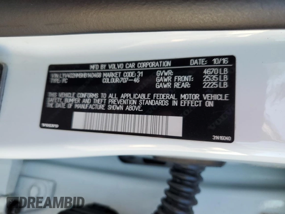 2017 Volvo S60 Inscription Platinum z VIN LYV402HM9HB140468, wystawiony jako Copart lot #74993444 z przebiegiem 103 907 mil mil oraz Szkoda całkowita • Salvage title. Historia ofert i sprzedaży dostępna na DreamBid. Obrazek 12.