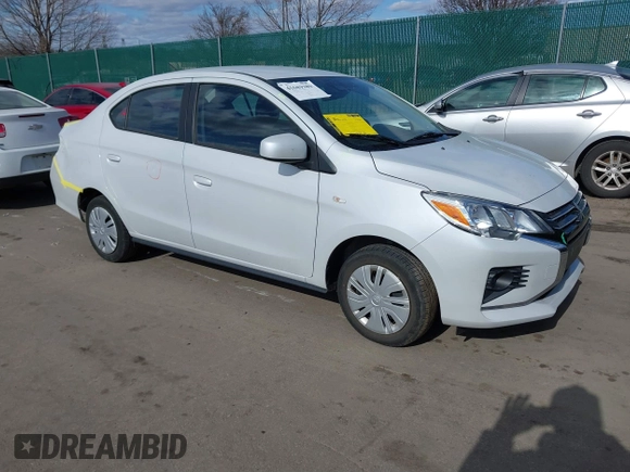 2021 Mitsubishi Mirage G4 ES with VIN ML32FUFJXMHF03367, listed as a IAAI auction lot 41689389 with 19,898 mi miles. Bid and sale history available at carsss.com. Image 1.